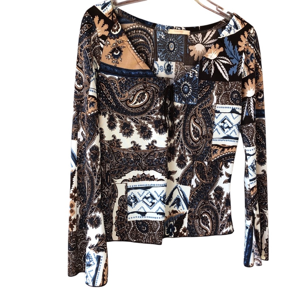 Forever 21 scoop neck, long sleeve top, size S —#087 - Picture 2 of 10